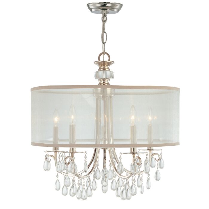Crystorama Hampton 5 Light 23 Inch Chandelier in Polished Chrome