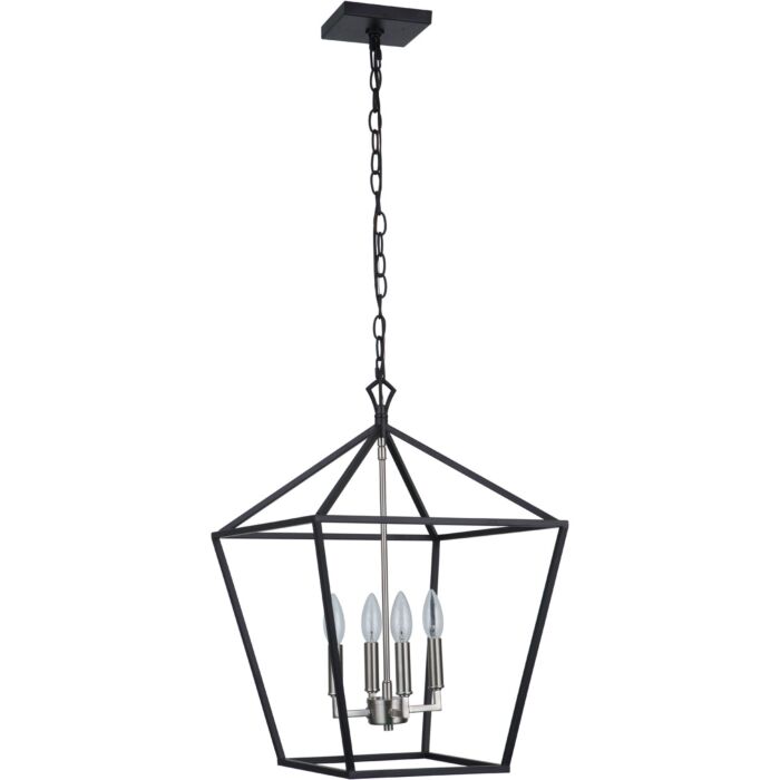 Craftmade Flynt II 4 Light Foyer Light in Flat Black with Brushed Polished Nickel