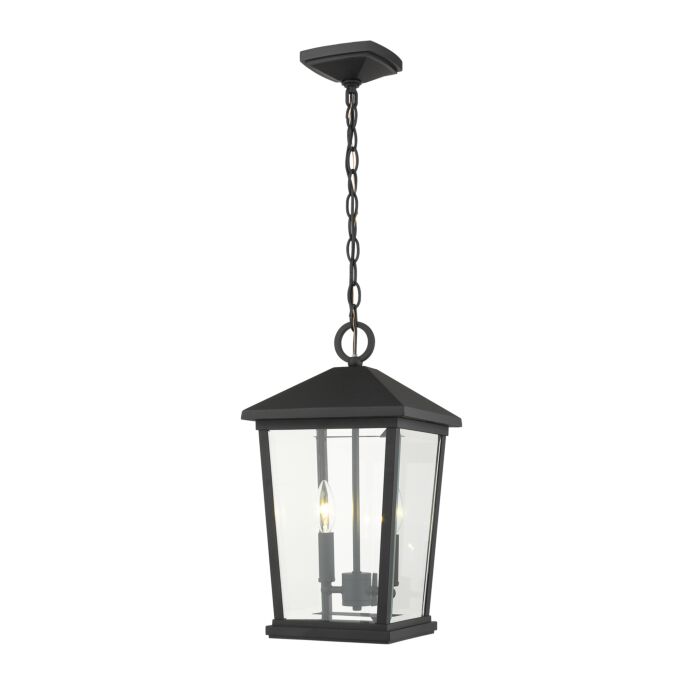 Z Lite Beacon 2 Light Outdoor Chain Mount Ceiling Fixture Light In Black
