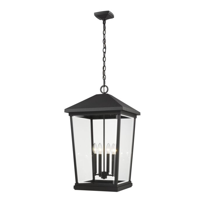Z Lite Beacon 4 Light Outdoor Chain Mount Ceiling Fixture Light In Black