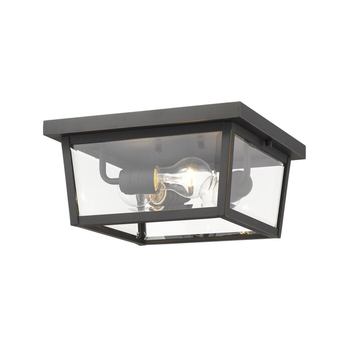 Z Lite Beacon 3 Light Outdoor Flush Ceiling Mount Fixture Ceiling Light In Oil Rubbed Bronze