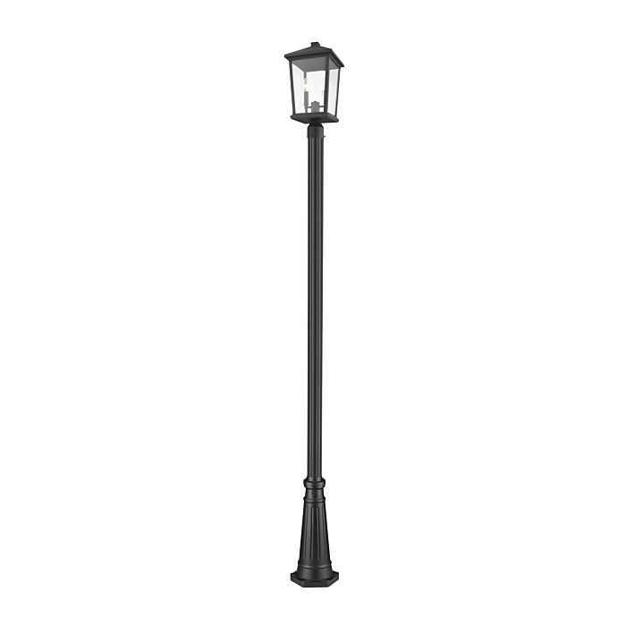 Z Lite Beacon 2 Light Outdoor Post Mounted Fixture Light In Black