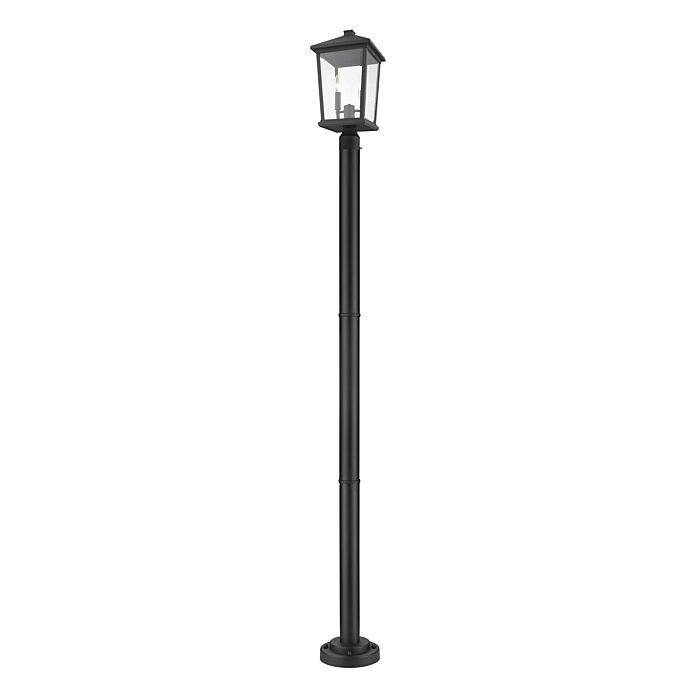 Z Lite Beacon 2 Light Outdoor Post Mounted Fixture Light In Black