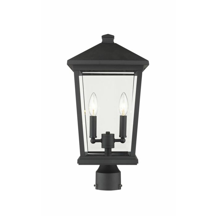 Z Lite Beacon 2 Light Outdoor Post Mount Fixture Light In Black