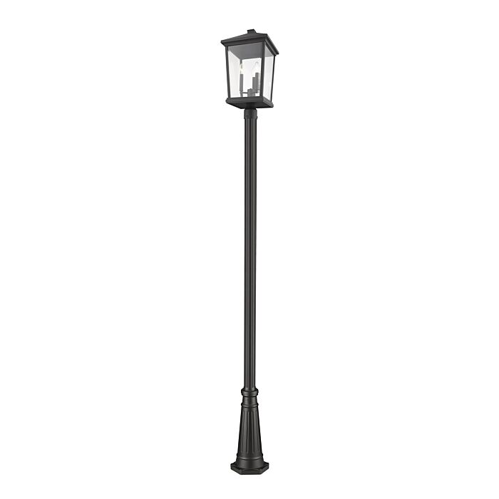 Z Lite Beacon 3 Light Outdoor Post Mounted Fixture Light In Black