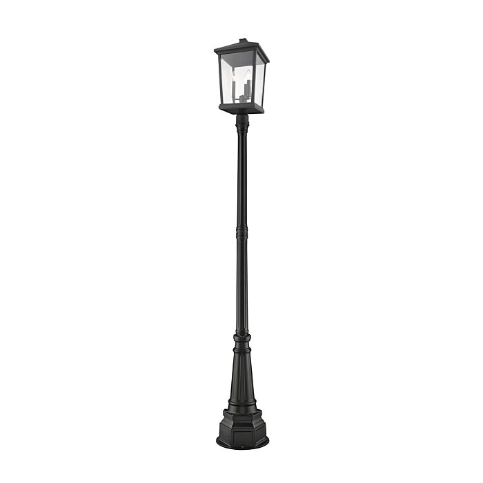 Z Lite Beacon 3 Light Outdoor Post Mounted Fixture Light In Black