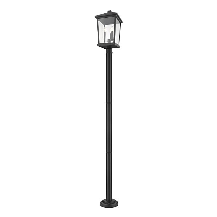Z Lite Beacon 3 Light Outdoor Post Mounted Fixture Light In Black
