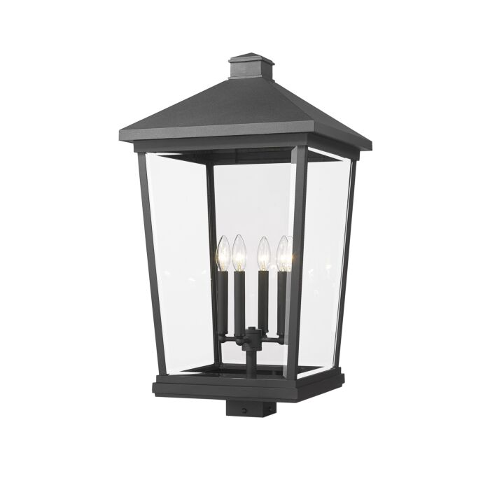 Z Lite Beacon 4 Light Outdoor Post Mount Fixture Light In Black
