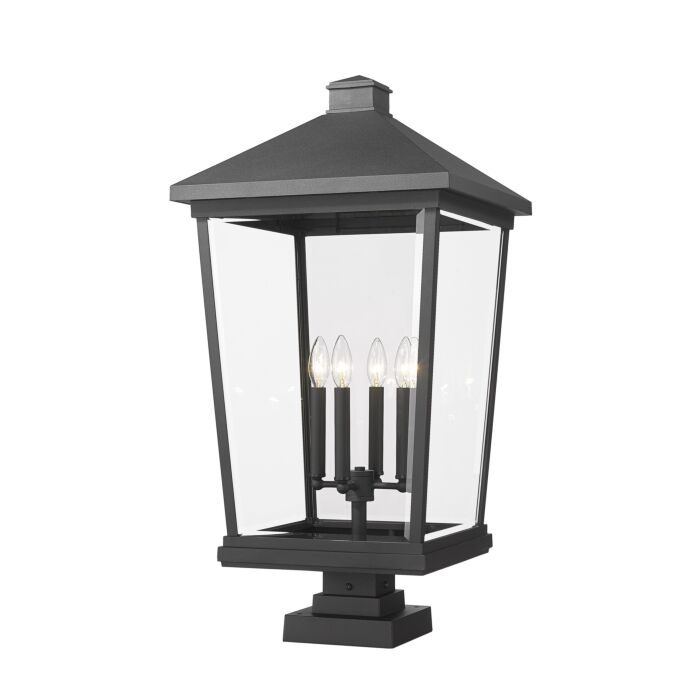 Z Lite Beacon 4 Light Outdoor Pier Mounted Fixture Light In Black
