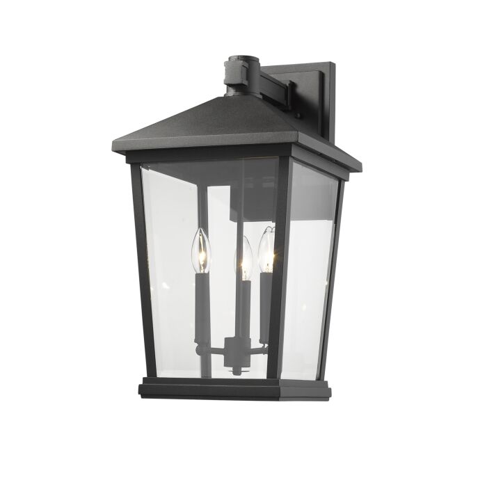 Z Lite Beacon 3 Light Outdoor Wall Sconce In Black