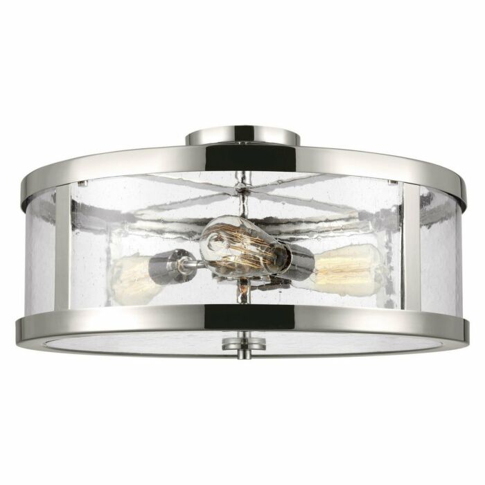 Feiss Harrow 19.63 Inch 3 Light Flush Mount in Polished Nickel