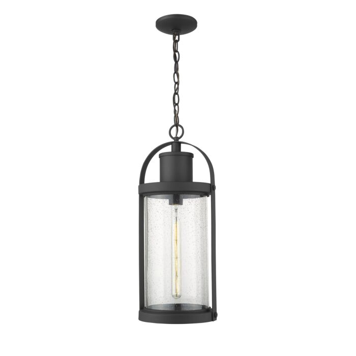 Z Lite Roundhouse 1 Light Outdoor Chain Mount Ceiling Fixture Light In Black