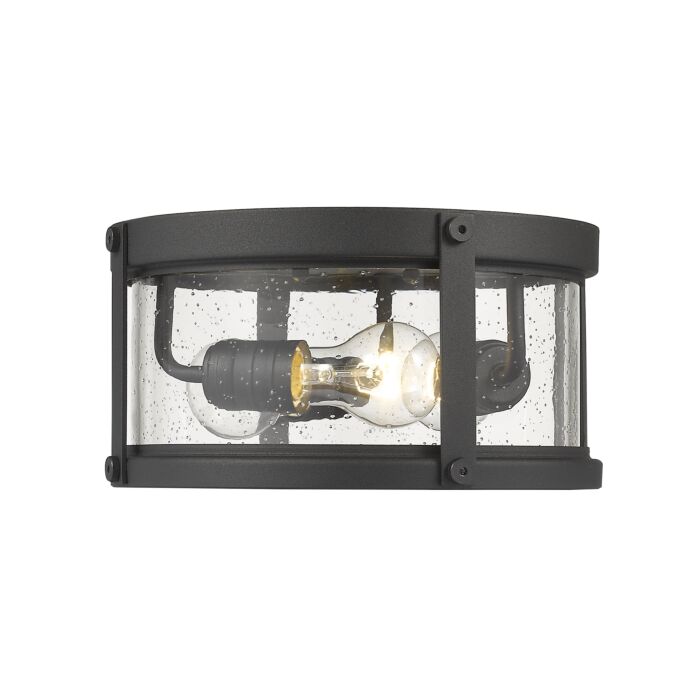 Z Lite Roundhouse 3 Light Outdoor Flush Ceiling Mount Fixture Ceiling Light In Black