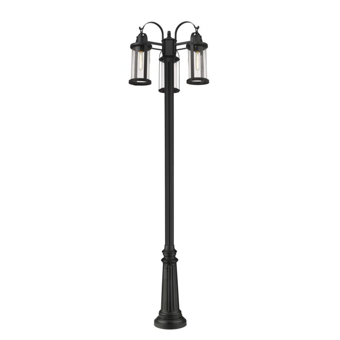 Z Lite Roundhouse 3 Light Outdoor Post Mounted Fixture Light In Black