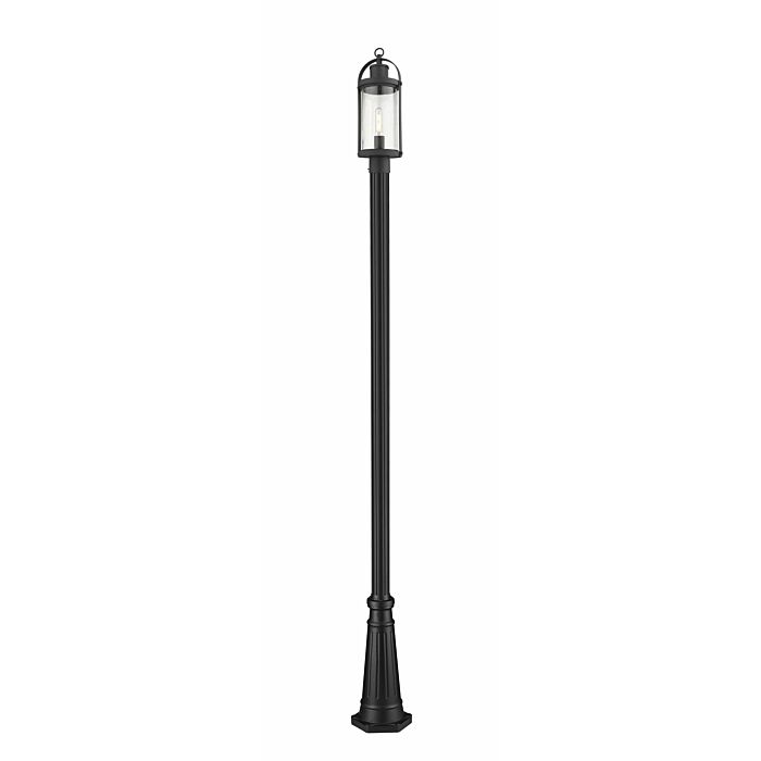 Z Lite Roundhouse 1 Light Outdoor Post Mounted Fixture Light In Black