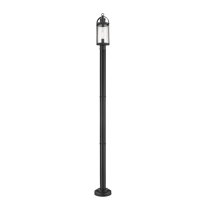 Z Lite Roundhouse 1 Light Outdoor Post Mounted Fixture Light In Black
