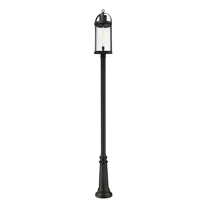 Z Lite Roundhouse 1 Light Outdoor Post Mounted Fixture Light In Black