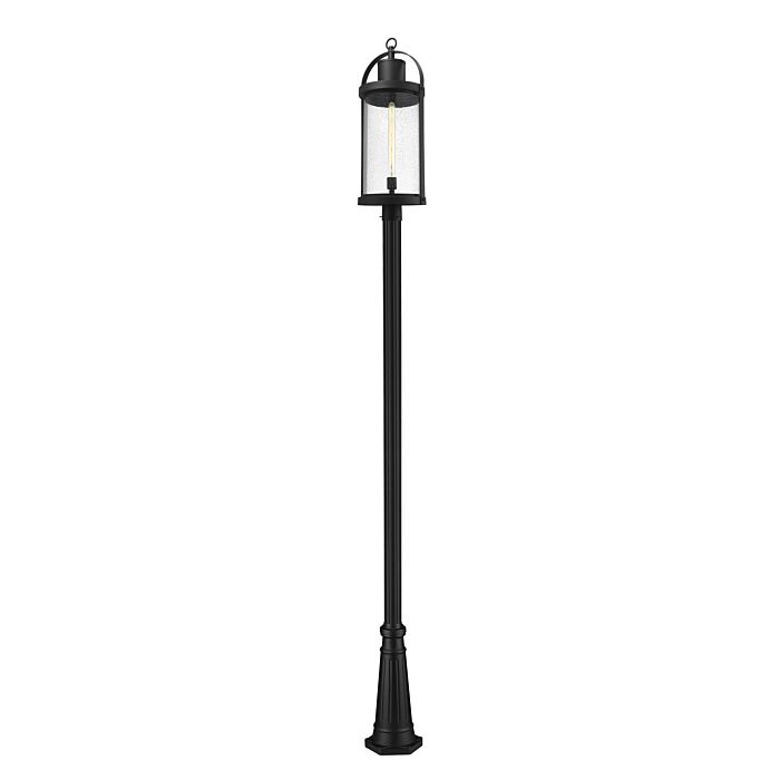 Z Lite Roundhouse 1 Light Outdoor Post Mounted Fixture Light In Black