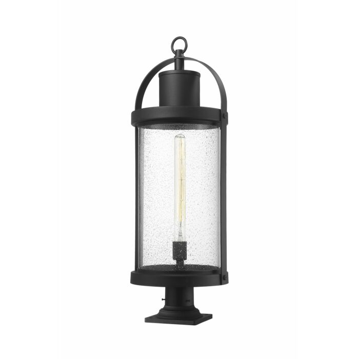 Z Lite Roundhouse 1 Light Outdoor Pier Mounted Fixture Light In Black