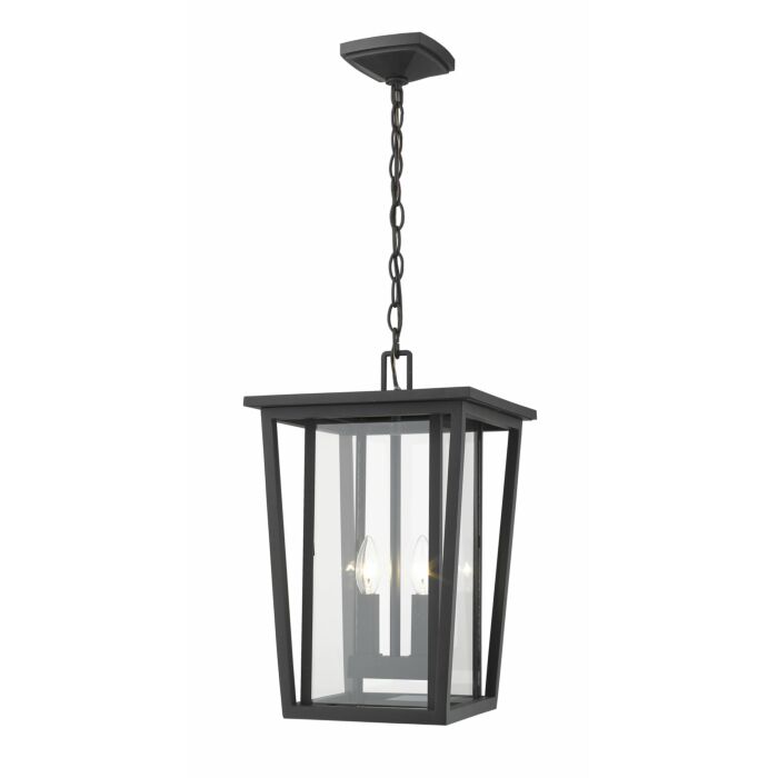 Z Lite Seoul 2 Light Outdoor Chain Mount Ceiling Fixture Light In Black