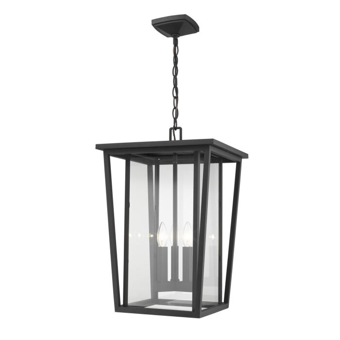 Z Lite Seoul 3 Light Outdoor Chain Mount Ceiling Fixture Light In Black