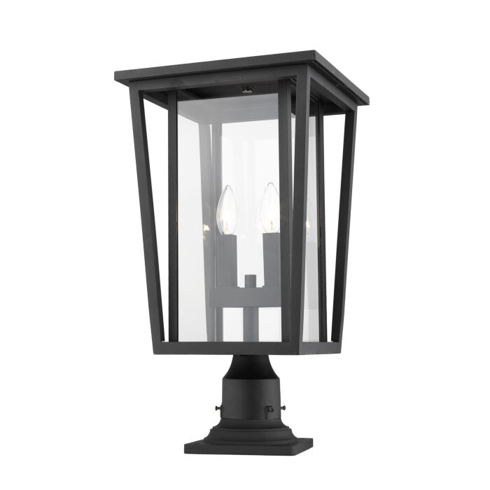 Z Lite Seoul 2 Light Outdoor Pier Mounted Fixture Light In Black
