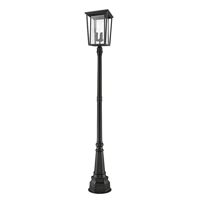 Z Lite Seoul 3 Light Outdoor Post Mounted Fixture Light In Black