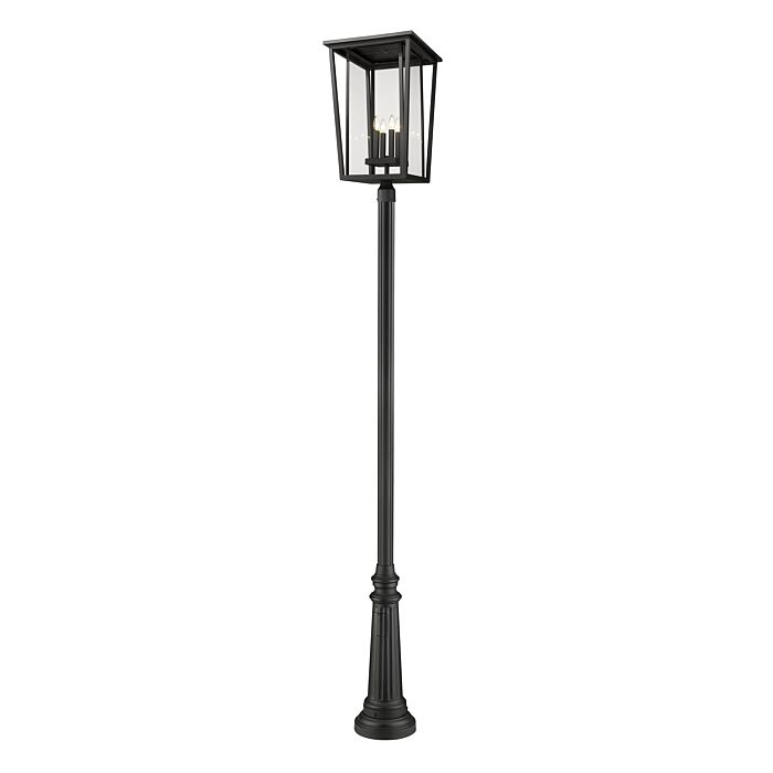 Z Lite Seoul 4 Light Outdoor Post Mounted Fixture Light In Black