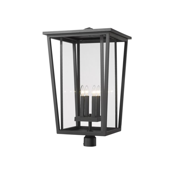 Z Lite Seoul 4 Light Outdoor Post Mount Fixture Light In Black