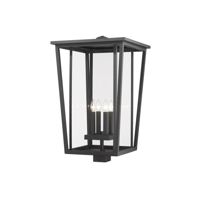 Z Lite Seoul 4 Light Outdoor Post Mount Fixture Light In Black