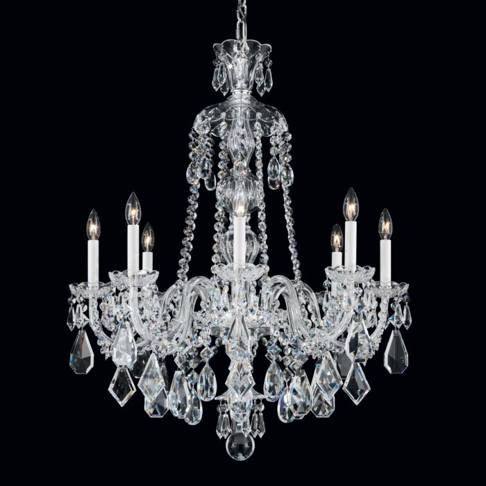 Schonbek Hamilton 8 Light Chandelier in Silver with Clear Heritage Crystals
