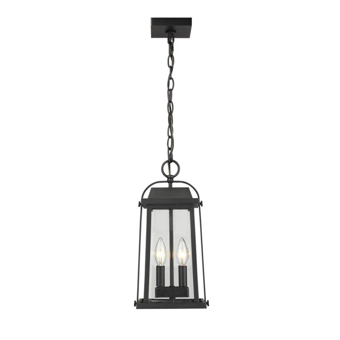 Z Lite Millworks 2 Light Outdoor Chain Mount Ceiling Fixture Light In Black