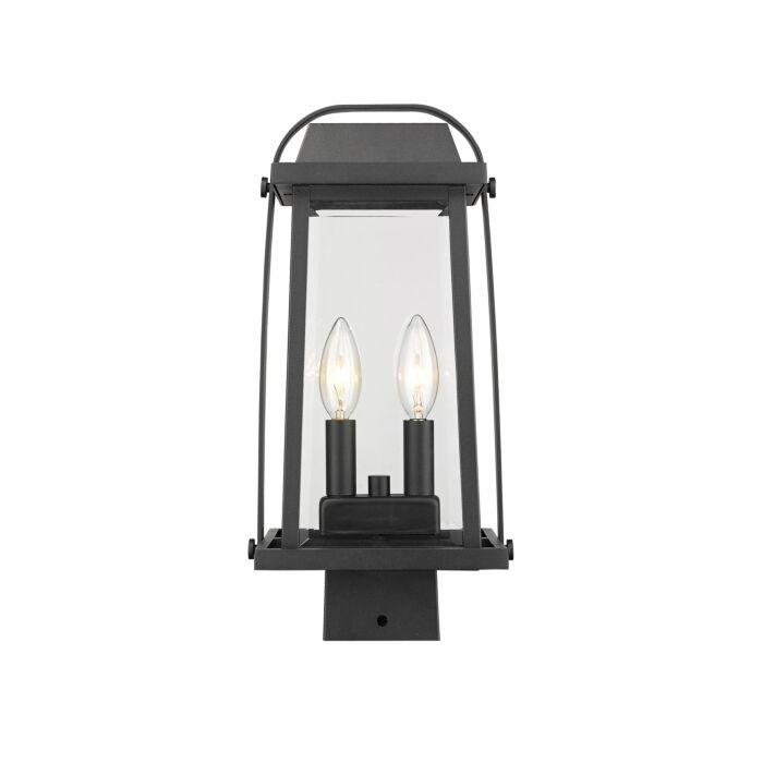 Z Lite Millworks 2 Light Outdoor Post Mount Fixture Light In Black