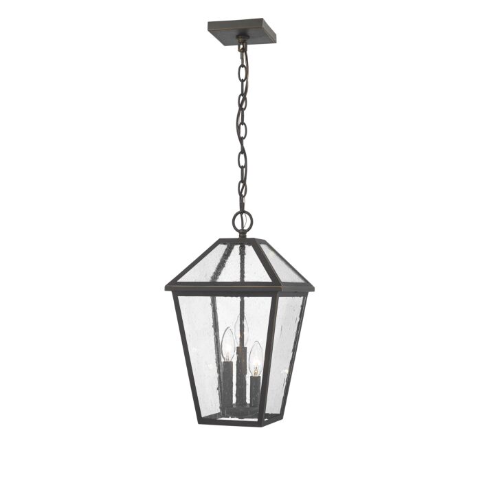 Z Lite Talbot 3 Light Outdoor Chain Mount Ceiling Fixture Light In Oil Rubbed Bronze