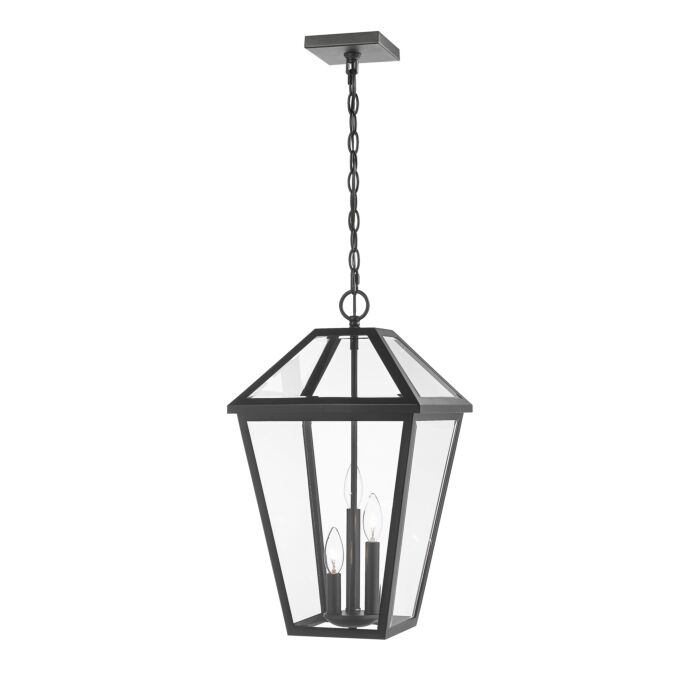 Z Lite Talbot 3 Light Outdoor Chain Mount Ceiling Fixture Light In Black