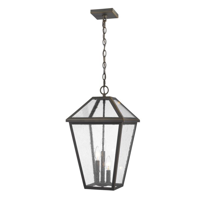 Z Lite Talbot 3 Light Outdoor Chain Mount Ceiling Fixture Light In Oil Rubbed Bronze