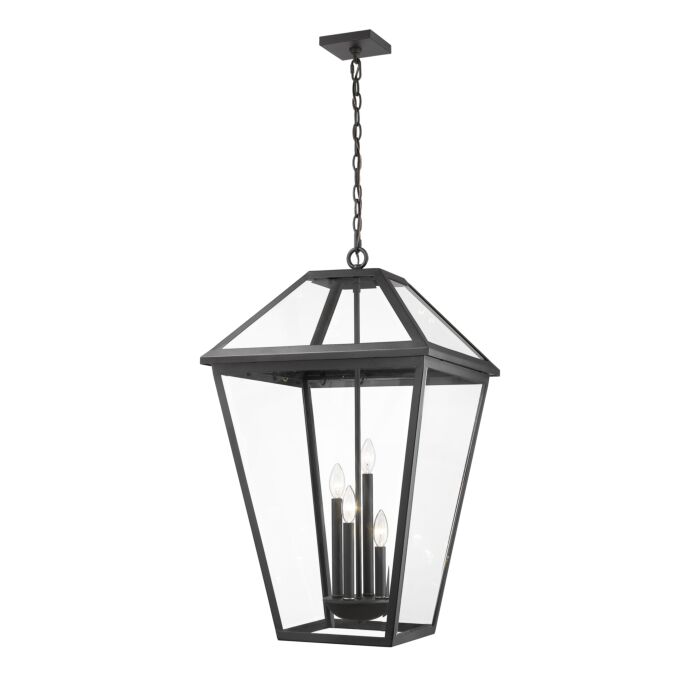 Z Lite Talbot 4 Light Outdoor Chain Mount Ceiling Fixture Light In Black