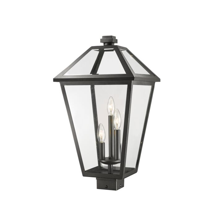 Z Lite Talbot 3 Light Outdoor Post Mount Fixture Light In Black
