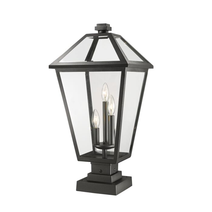 Z Lite Talbot 3 Light Outdoor Pier Mounted Fixture Light In Black