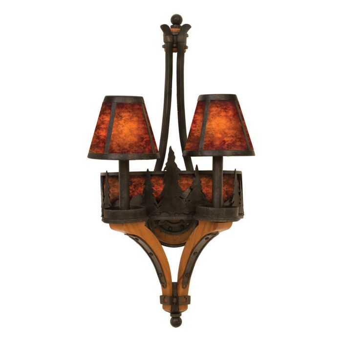 Kalco Aspen 2 Light Treescape Wall Sconce in Natural Iron