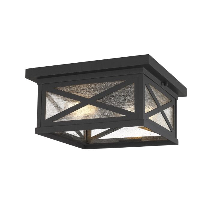 Z Lite Brookside 2 Light Outdoor Flush Ceiling Mount Fixture Ceiling Light In Black