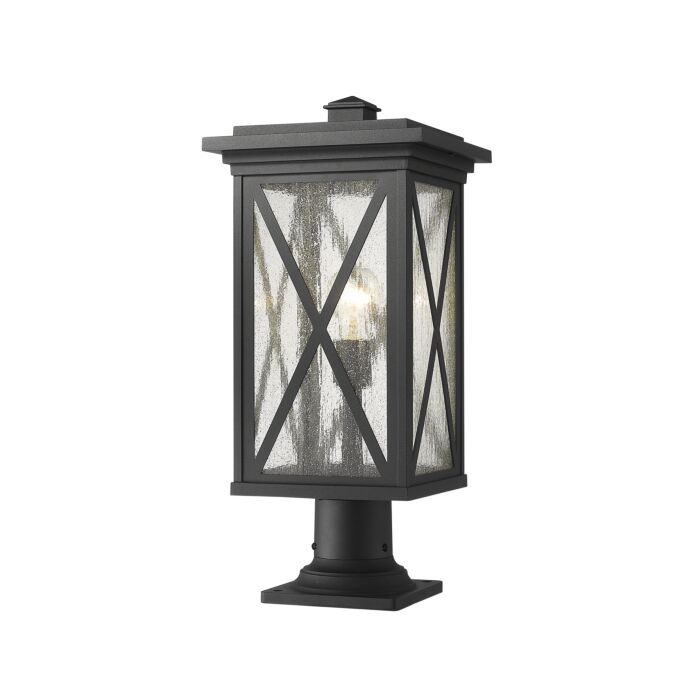 Z Lite Brookside 1 Light Outdoor Pier Mounted Fixture Light In Black