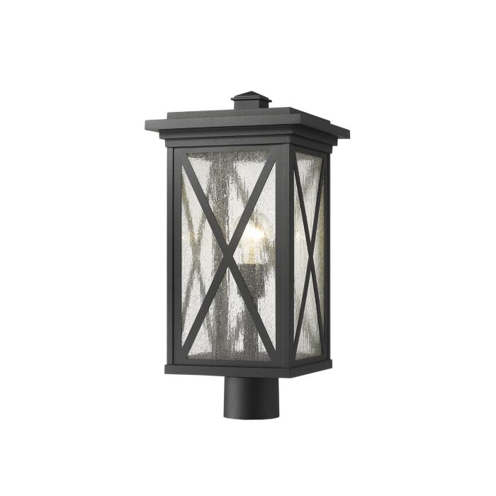 Z Lite Brookside 1 Light Outdoor Post Mount Fixture Light In Black
