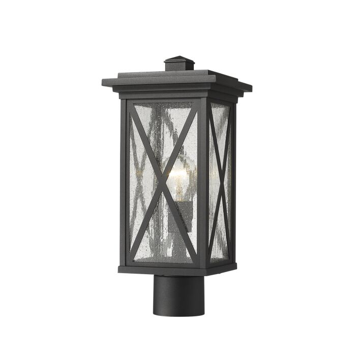 Z Lite Brookside 1 Light Outdoor Post Mount Fixture Light In Black