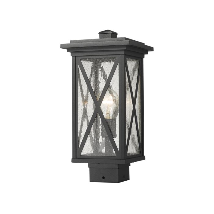 Z Lite Brookside 1 Light Outdoor Post Mount Fixture Light In Black