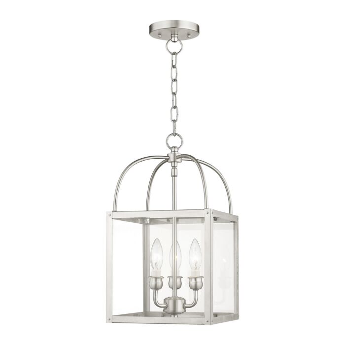 Milford 3-Light Mini Pendant with Ceiling Mount in Brushed Nickel