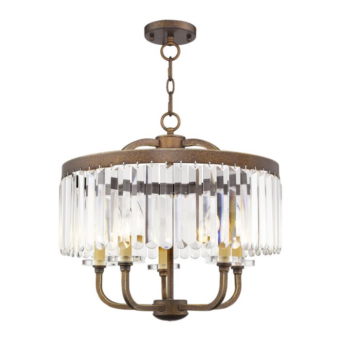 Ashton 5-Light Chandelier with Ceiling Mount in Hand Applied Palacial Bronze