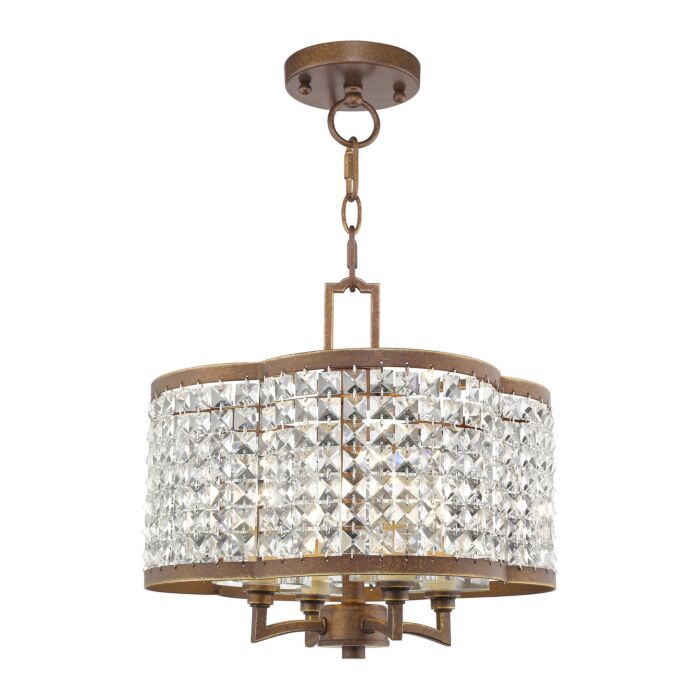 Grammercy 4-Light Mini Chandelier with Ceiling Mount in Hand Applied Palacial Bronze