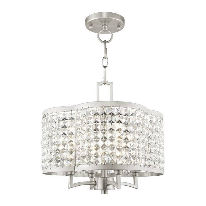 Grammercy 4-Light Mini Chandelier with Ceiling Mount in Brushed Nickel