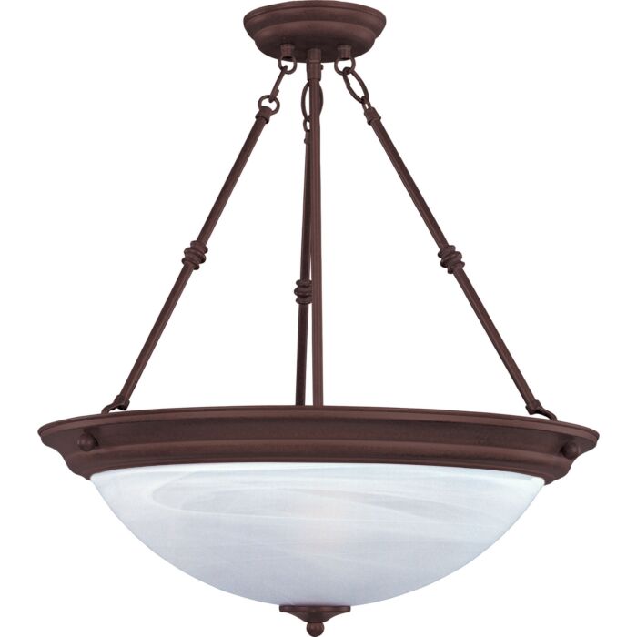 Maxim Lighting Essentials 3 Light Marble Invert Bowl Pendant in Bronze